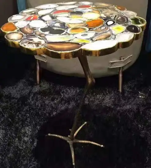 colorful agate side table top