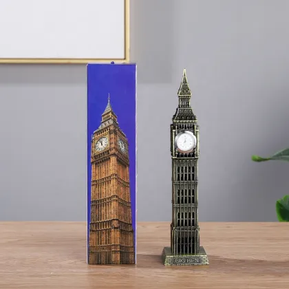 Big Ben Clock Tower Metal Figurine - Famous London Landmark Building Model Decor