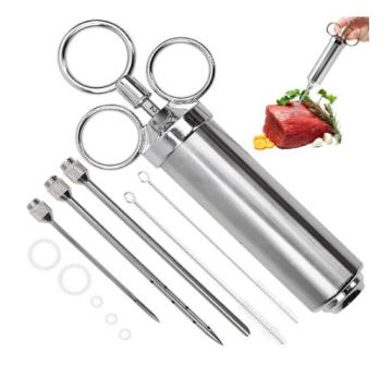 Keluli tahan karat Makanan Rasa Makanan Perasa BBQ Injeksi Brine dengan 3 Jarum untuk Ayam Pork Baking Memasak