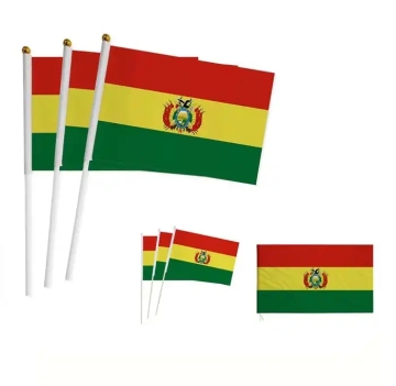 Bolivia Hand Hold Flags: Red, Yellow, Green Mini Sports Team Flags