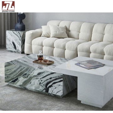 Modern Green Luxury Marble Coffee Table with Antique Finish for Kitchens and Homes