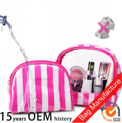 Beauty color vertical stripe cosmetic bags makeup bag