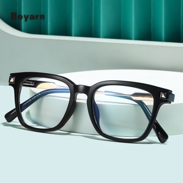 Boyarn Fashion Men's TR90 Square Optical Geyglasses για χρήση υπολογιστή με προστασία μπλε φως