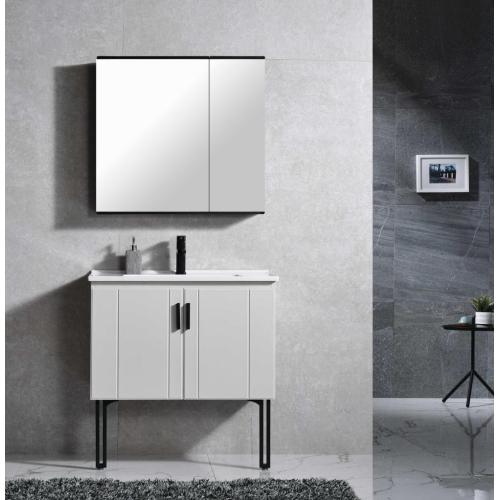 Nuevo gabinete de baño color gris y blanco