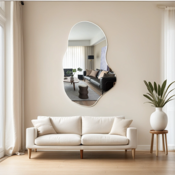 Miroir mural sans cadre en forme d&#39;onde d&#39;onde asymétrique irrégulière