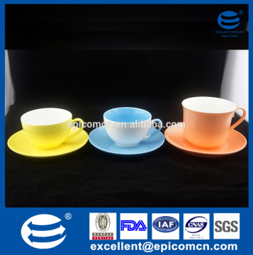 customized new bone color glazed tea set with cup&plate