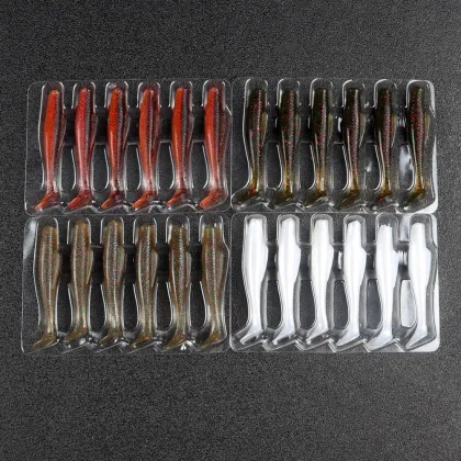 JOHNCOO 6pcs TPR Soft Worm Shad Fishing Lures for Trout and Bream