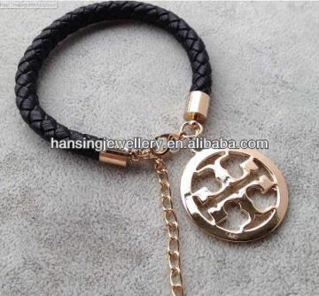 Hot Brand Vintage Punk Studs braid Faux PU Leather Wristband Charm Bracelet