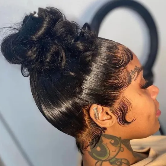 Glueless Pre Plucked 360 Lace Frontal Wigs Vendor, 360 Lace High Ponytail Wig,180 Density Remy Brazilian Straight Wigs For Women