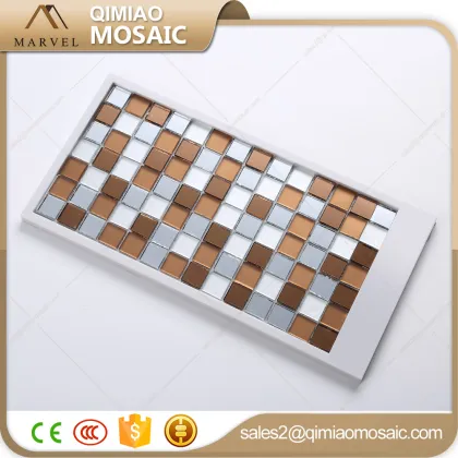 Bright Mirror Mix Frost Light Brown Glass Mosaic