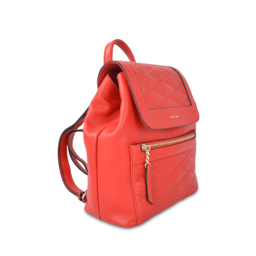 Women  Pure Color  Multi-function Cowhide Backpack