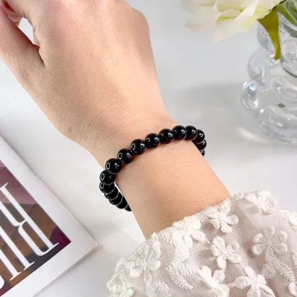 Blue Coral and Black Agate Stone Beaded Bracelets Wholesale