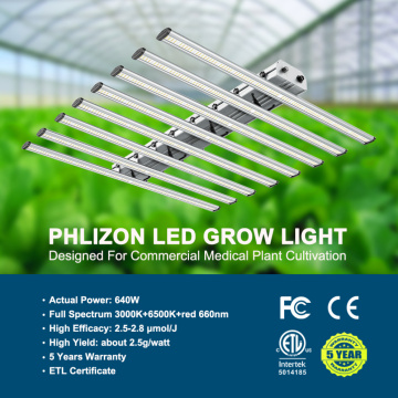 Barra de luz LED de cultivo impermeable de 640W de forma incompleta