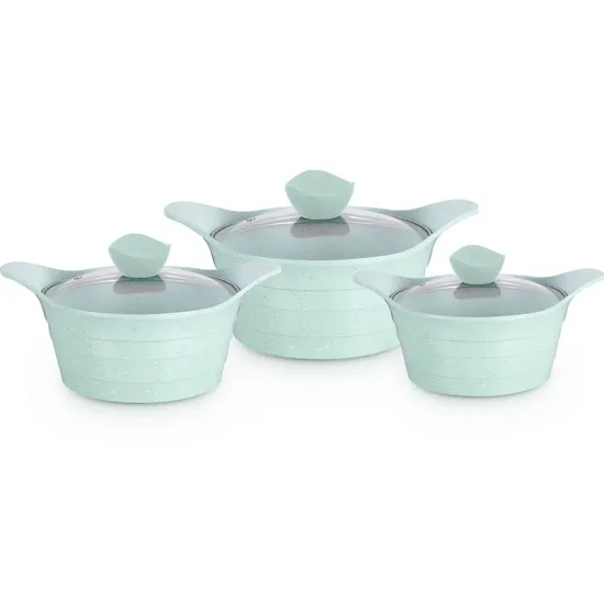 Green Die Cast Aluminum Nonstick Cooking Pots (Set of 6)