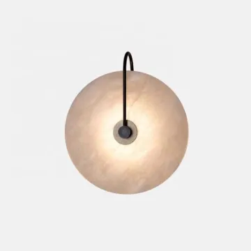 Modern Indoor Black LED Metal Round Marble Wall Lamp