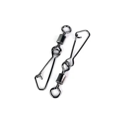 200Pcs/Lot Fishing Rolling Swivel With Hooked Snap Fish Lure Connector 5# 28kg/Brand Steel Alloy Fishing Tools