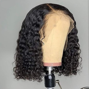 Short Bob Wigs 4x4 Transparent Lace Closure Wigs Brazilian Curly Wave Lace Front Wigs Human Hair Pre Plucked Natural Hairline