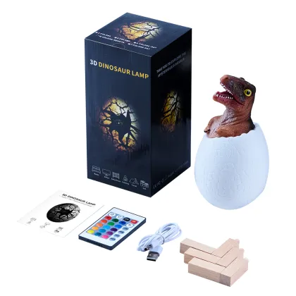 16 Colors Dinosaur 3D Printing Egg Night Lamp - 4 Models Kids LED Night Light