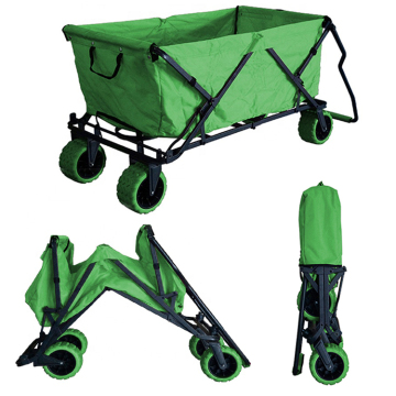 Large Capacity Folding Camping Wagon Cart - Portable Collapsible Metal Picnic Trolley