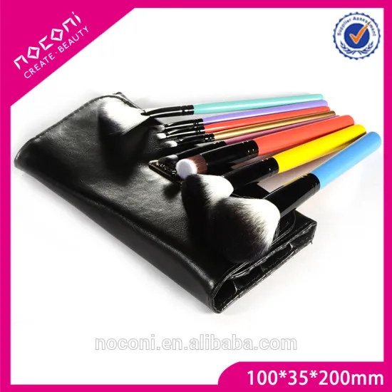 2016 China factory Wholesale price 8pcs soft nylon hair multifunctional colorful cosmetic brush set With Black PU Pouch