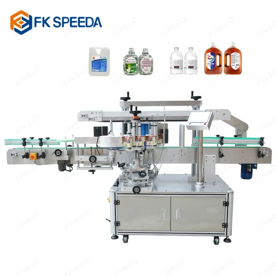 FK911 Automatic Lubricating Oil Label Applicator Machine for Square Bottles and Jerry Cans