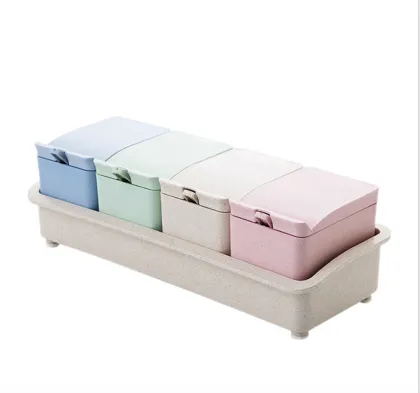 Kitchen Seasoning Set: Wheat Straw Seasoning Jars, Bottle, Salt Shaker Box