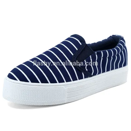 Wholesale high platform shoes slip on wedge heel canvas shoe