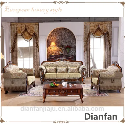 High end European antique style Italian fabric sofa sets designs for home