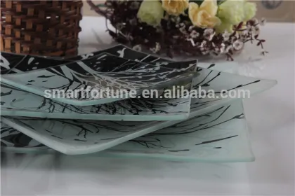 Colored Glass Plate Toughened Glass Plate Glass Dish High Quality Cake Glass Plate