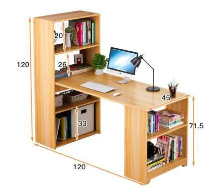 Contracted Simple Desktop Study Table with Bookshelf for Home Office and Study