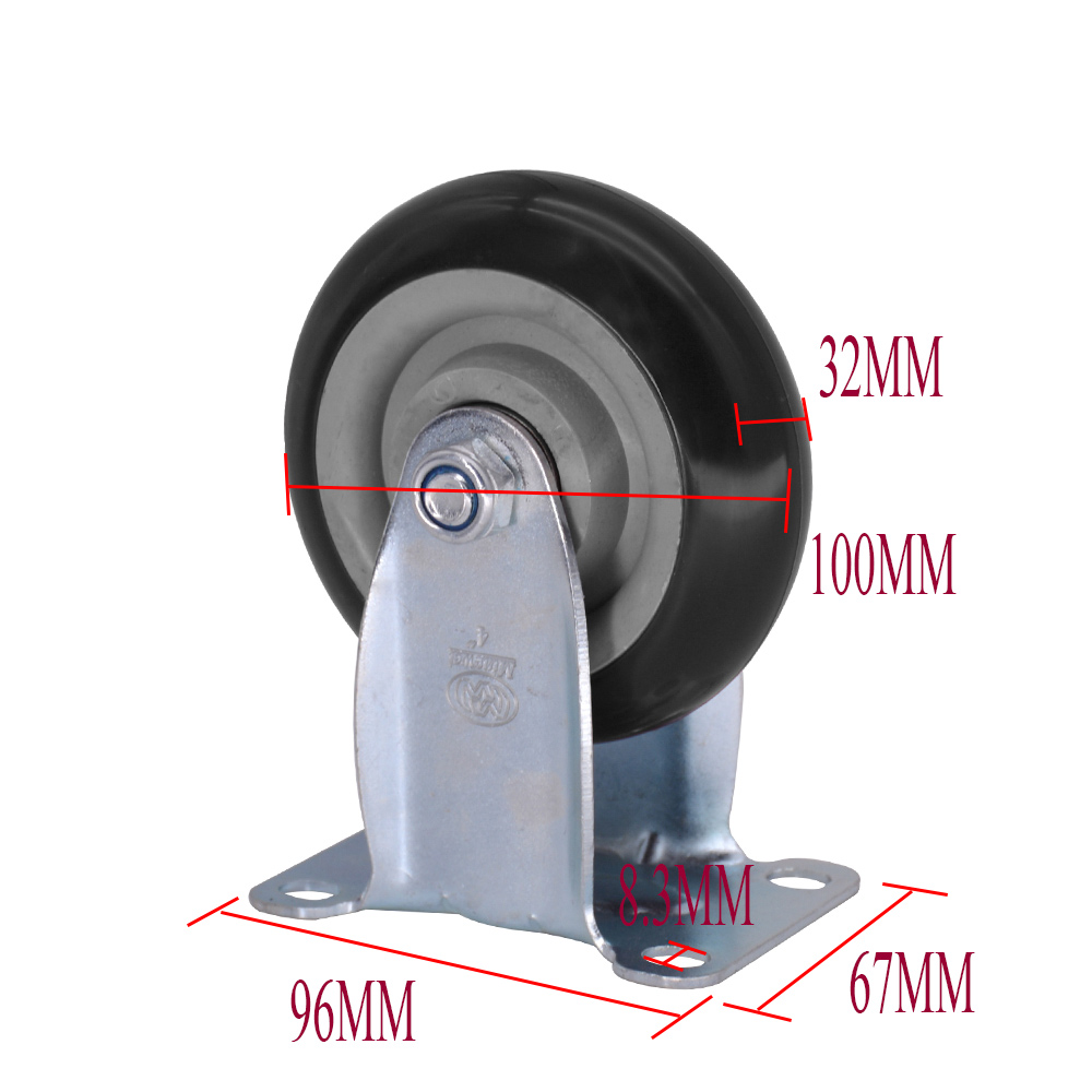 متوسطة PVC (PU) عجلات العجلة ذات اللون الأسود