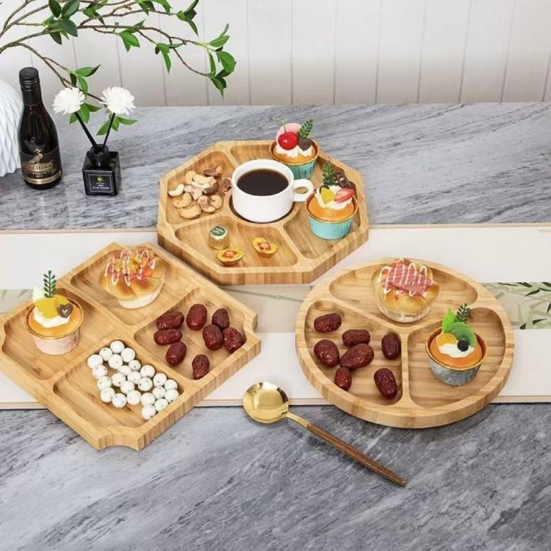 Versatile Wooden Rotating Tray for Food Organization