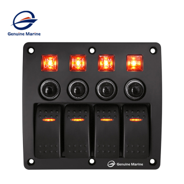 Genuine Marine 6 Gang LED Rocker Circuit Breaker Switch Panel for Boat and Car