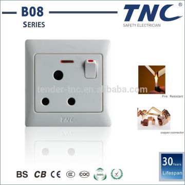 sleek design one gang 15A socket with switch with neon