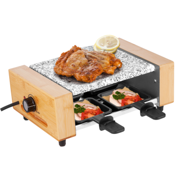 4 persons bbq grill with bamboo handle