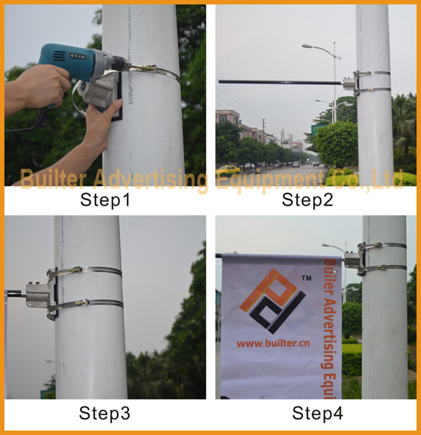 Metal Street Light Pole Advertising Banner System (BS-BS-001)