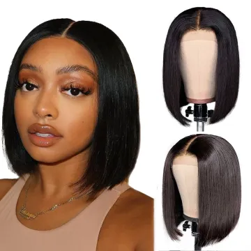 Human Hair Lace Front Wig Transparent Glueless Virgin Straight Pre Pluck HD Lace Wig Bob Brazilian Hair Lace Frontal Wig