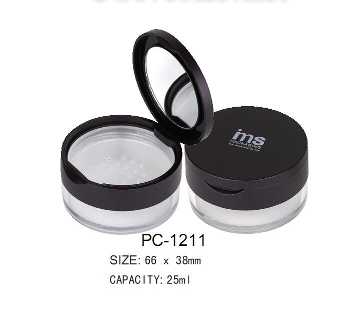 Plastic Cosmetic Round Loose Powder Case PC-1211