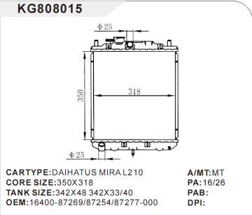 auto radiator car for DAIHATUS MIRA L210OEM:16400-87269/87254/87277-00