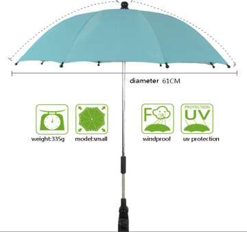 Adjustable Baby Stroller Sun Protection Umbrella with Clip - Stroller Accessory for Camping