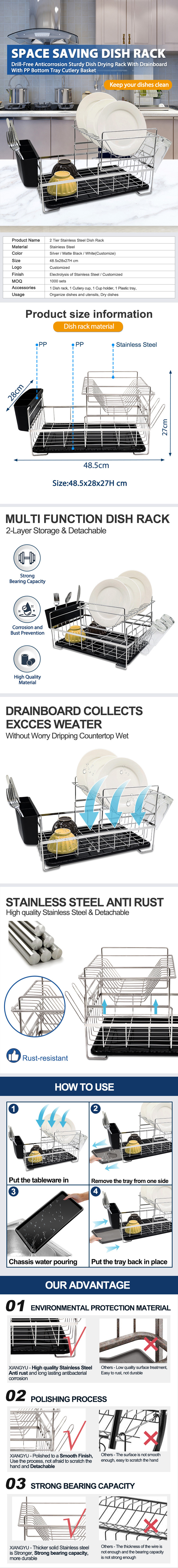 Stainless steel dish drying rack