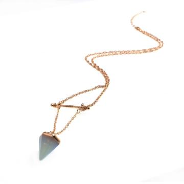 Quartz Geometric Necklace Triangle Pendant Gold Plating