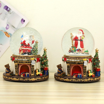 Balla di cristallo natalizio personalizzabile con luce, musica e nevicate automatiche con Babbo Natale - Decorazione commerciale estero