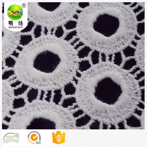 Water Soluble Embroidery 100% cotton lace embroidery fabric for dress Factory