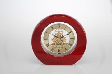 table clock skeleton clock in round shape desk clock wooden with vintage design for promotion gift
