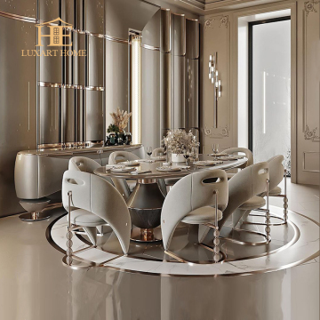 Luxury Wooden Dining Table Set with 8 Chairs for Villa Dining Room