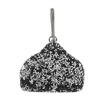 Sac à main en cuir décoré à chaîne à paillettes