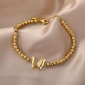 Brazalete de cuentas Titanium Steel Butterfly Cadena de oro simple