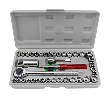 Professional 40 Pcs Car Repair Tool Box: Socket Wrench Set & Hand Tools