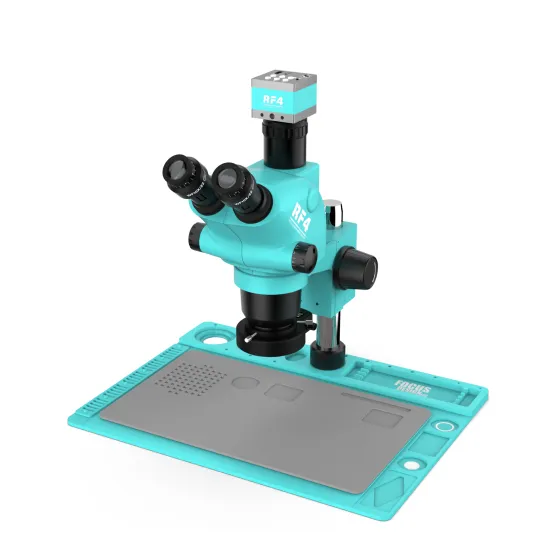 RF4 6.5-65X Mobile PCB Repair Trinocular Microscope with 2K HD Camera
